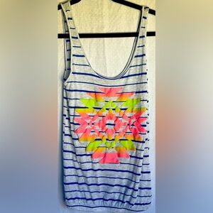 rue 21 M striped tank top with graphic print over stripes